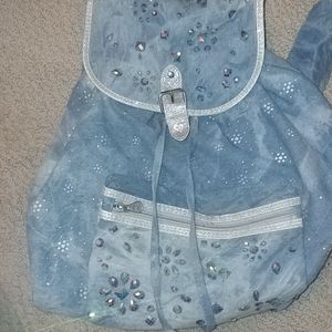 Girls Blue Jean Embelleshed Backpack